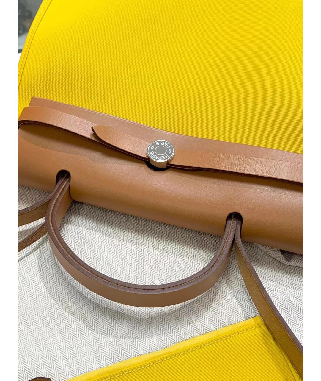 HERMES Желтая сумка с короткими ручками, фото 4