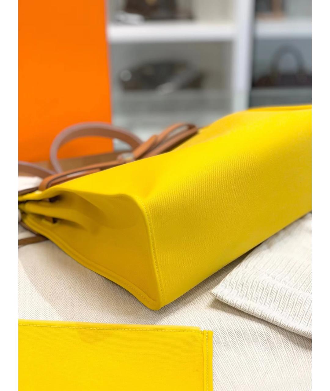 HERMES Желтая сумка с короткими ручками, фото 7