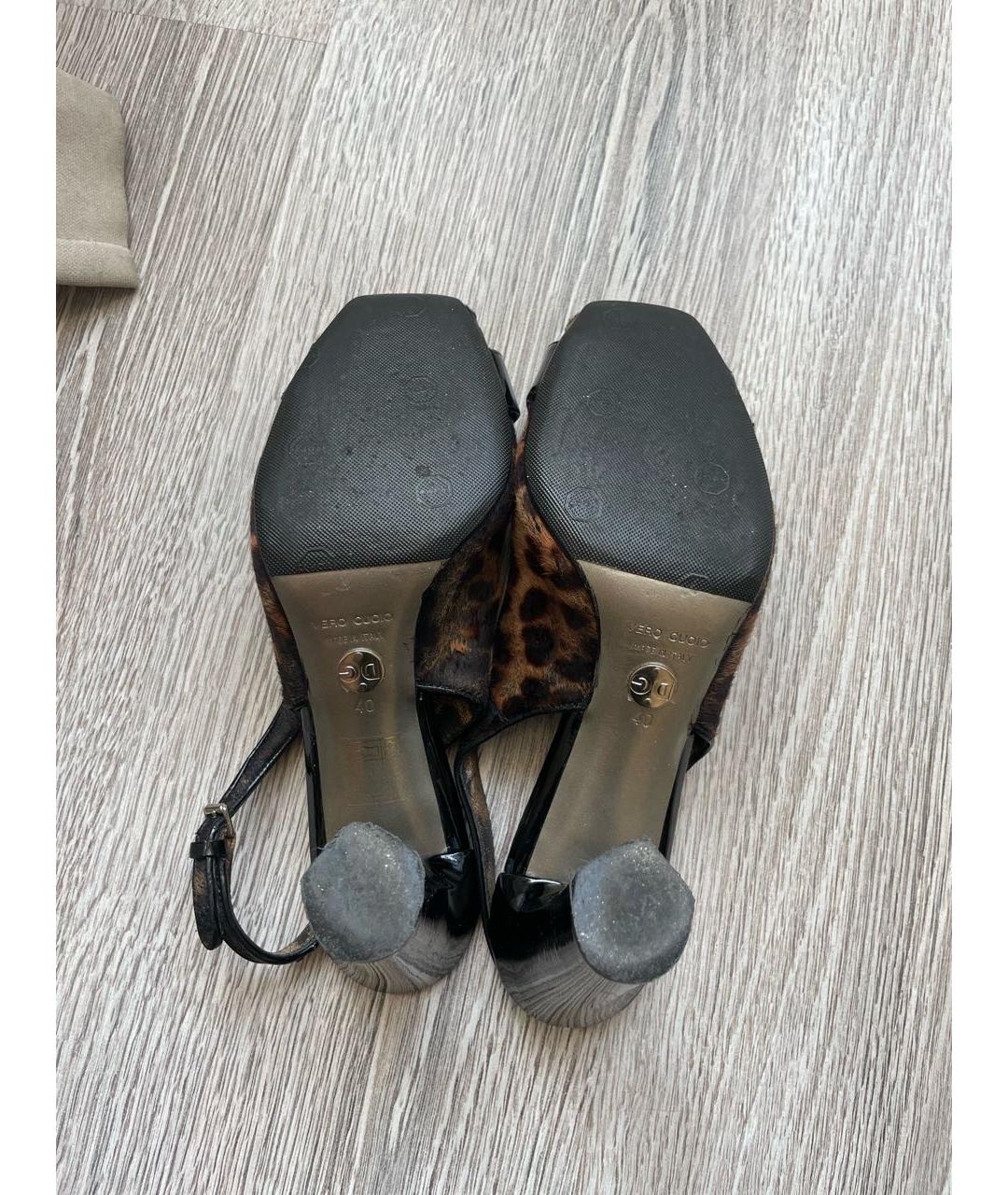 DOLCE&GABBANA Коричневые босоножки из лакированной кожи, фото 6