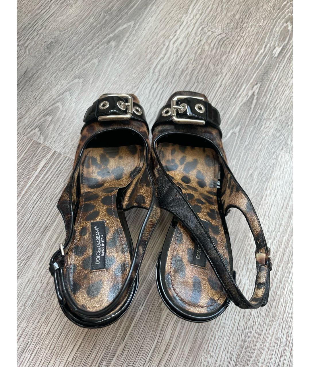 DOLCE&GABBANA Коричневые босоножки из лакированной кожи, фото 3