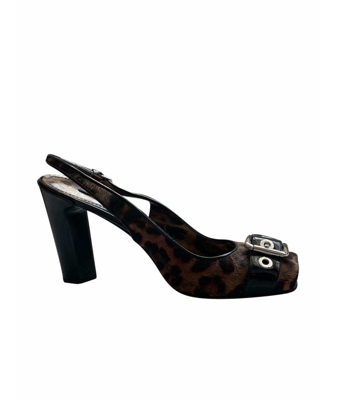 DOLCE&GABBANA Коричневые босоножки из лакированной кожи, фото 1