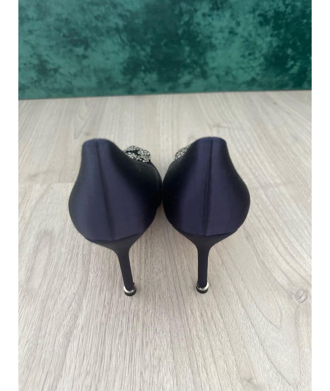 MANOLO BLAHNIK Темно-синие текстильные туфли, фото 4