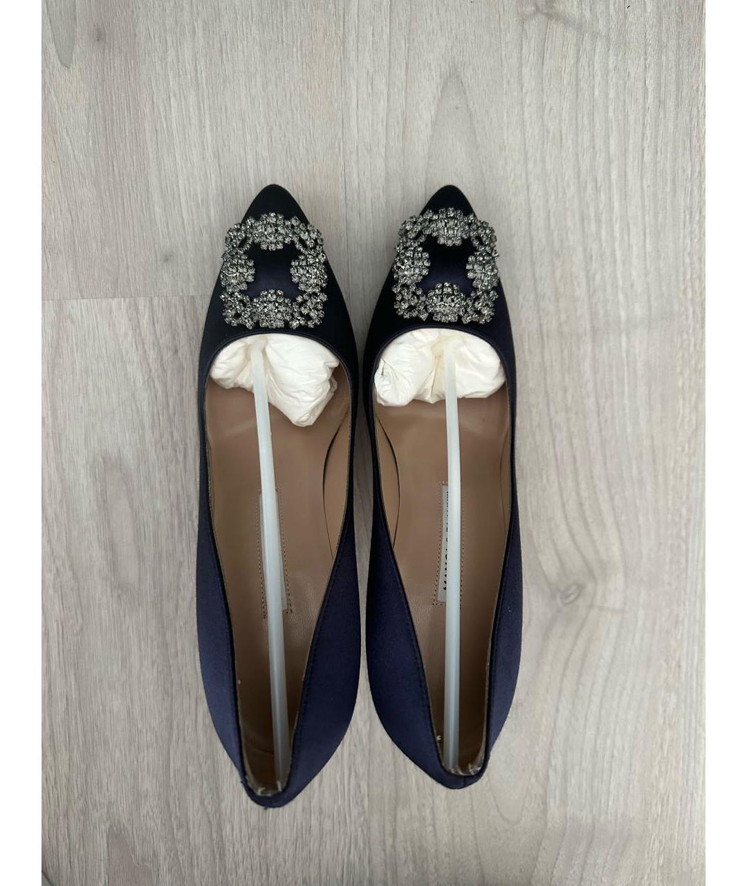 MANOLO BLAHNIK Темно-синие текстильные туфли, фото 3