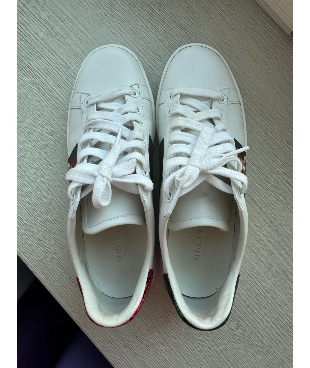 GUCCI Белые кожаные кеды, фото 3