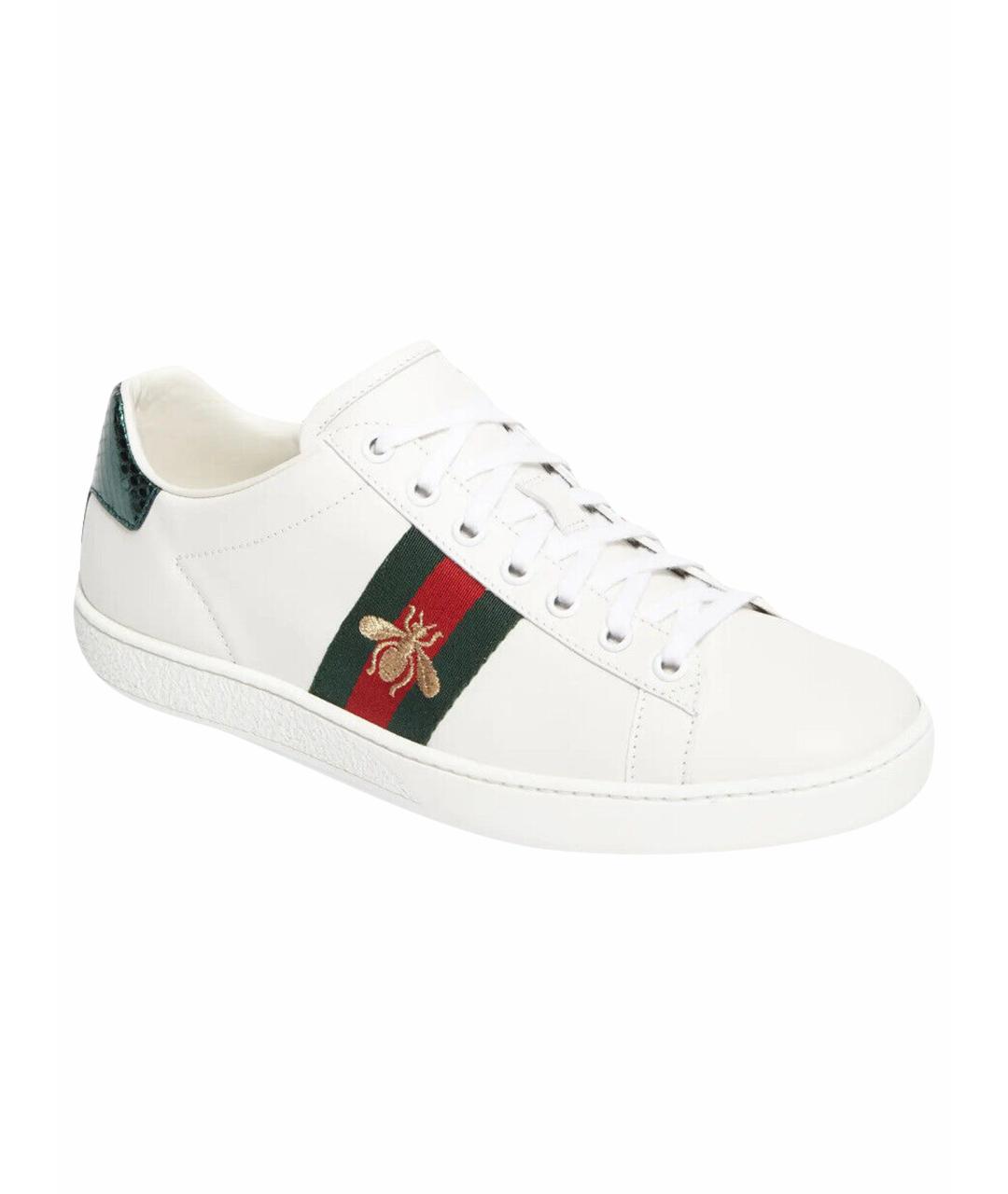 GUCCI Белые кожаные кеды, фото 1