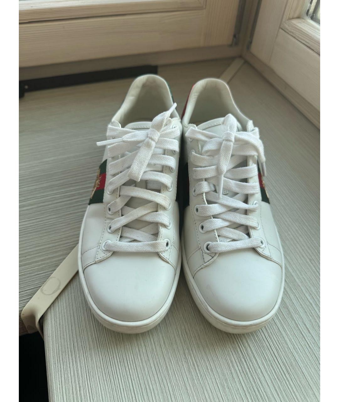 GUCCI Белые кожаные кеды, фото 2