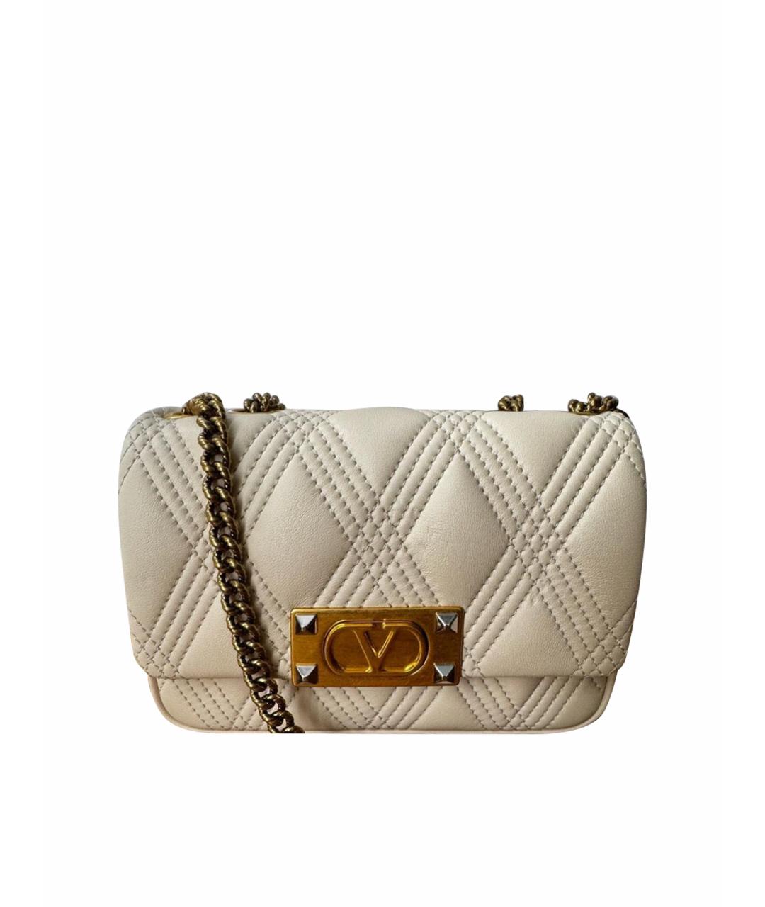 VALENTINO Бежевая кожаная сумка через плечо, фото 1