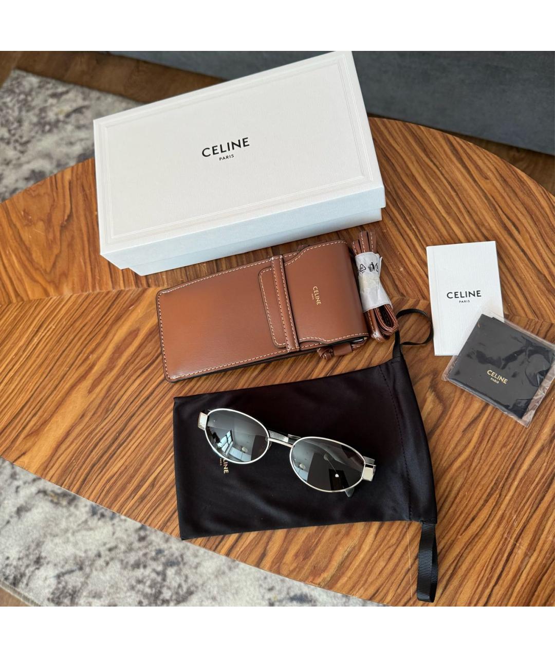 CELINE Серебряные металлические солнцезащитные очки, фото 7