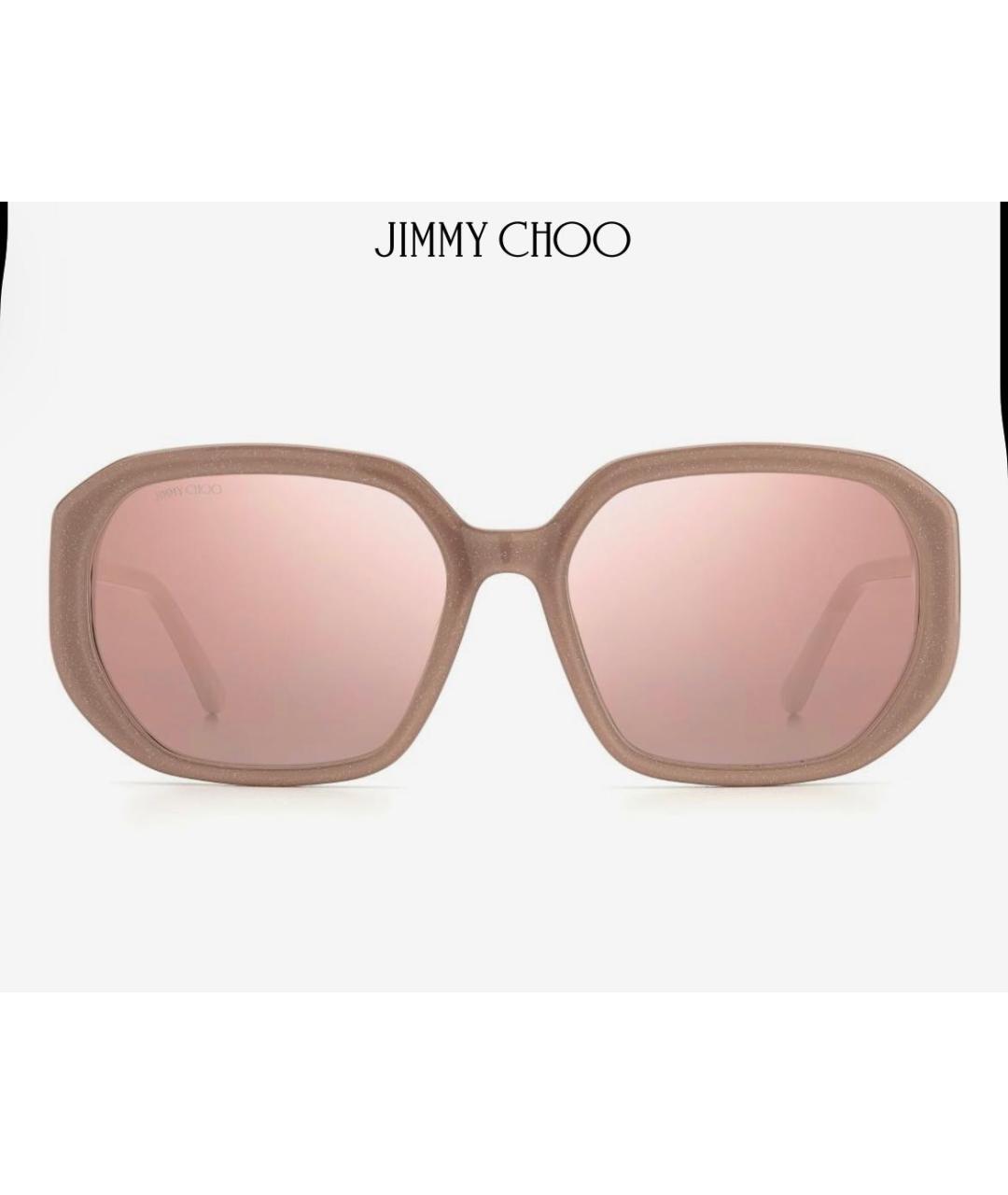 JIMMY CHOO Бежевые пластиковые солнцезащитные очки, фото 6