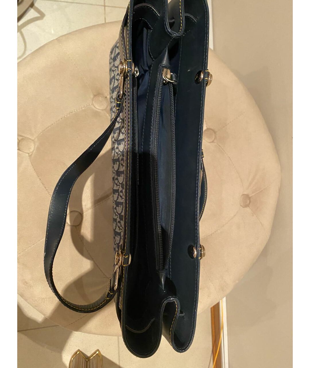 CHRISTIAN DIOR PRE-OWNED Синяя тканевая сумка тоут, фото 4