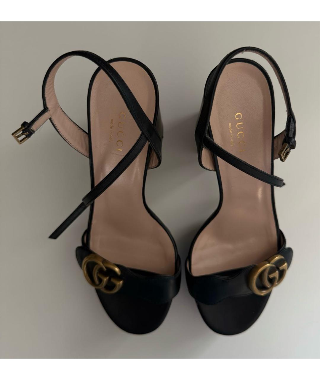 GUCCI Черные кожаные босоножки, фото 5