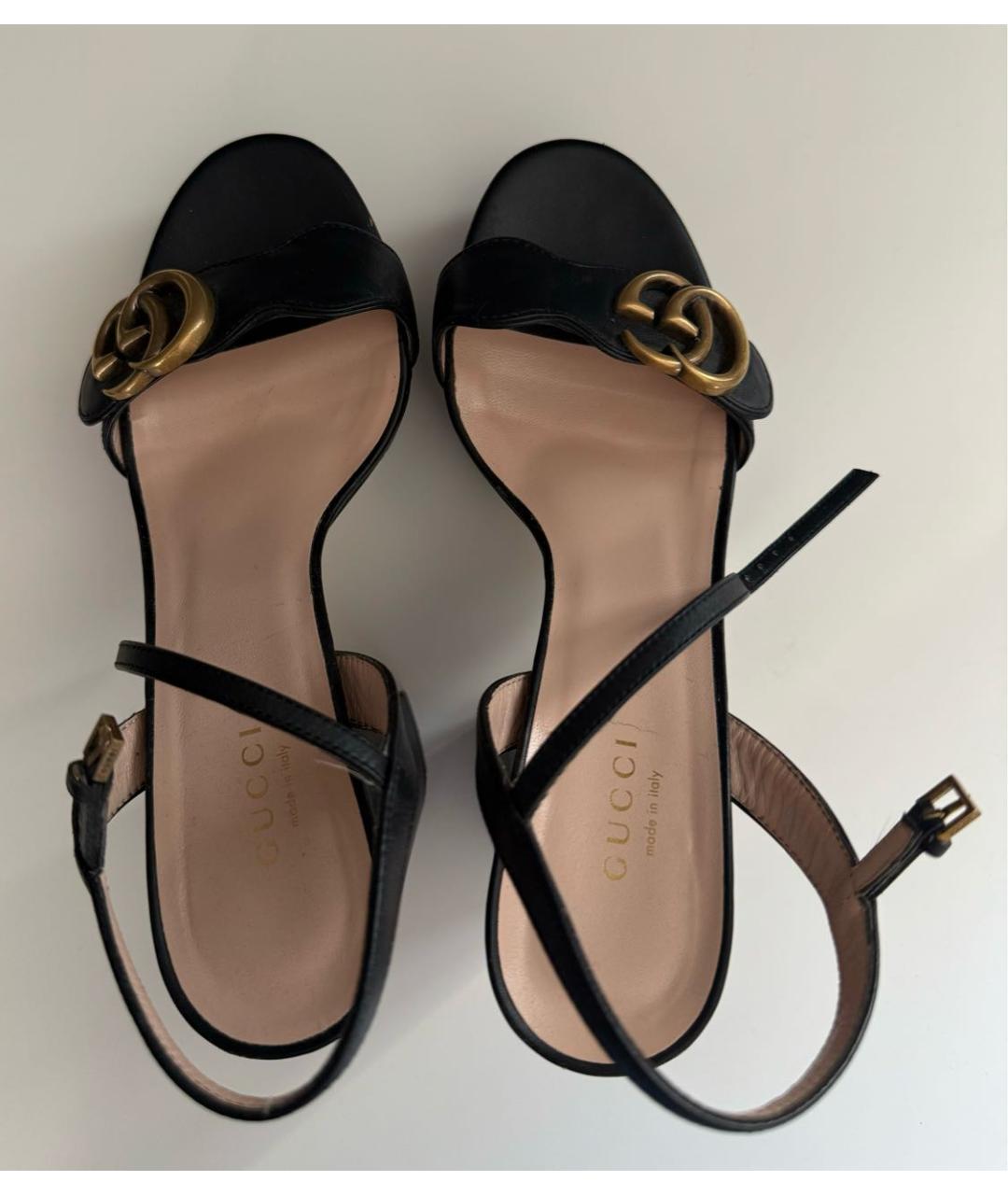 GUCCI Черные кожаные босоножки, фото 4