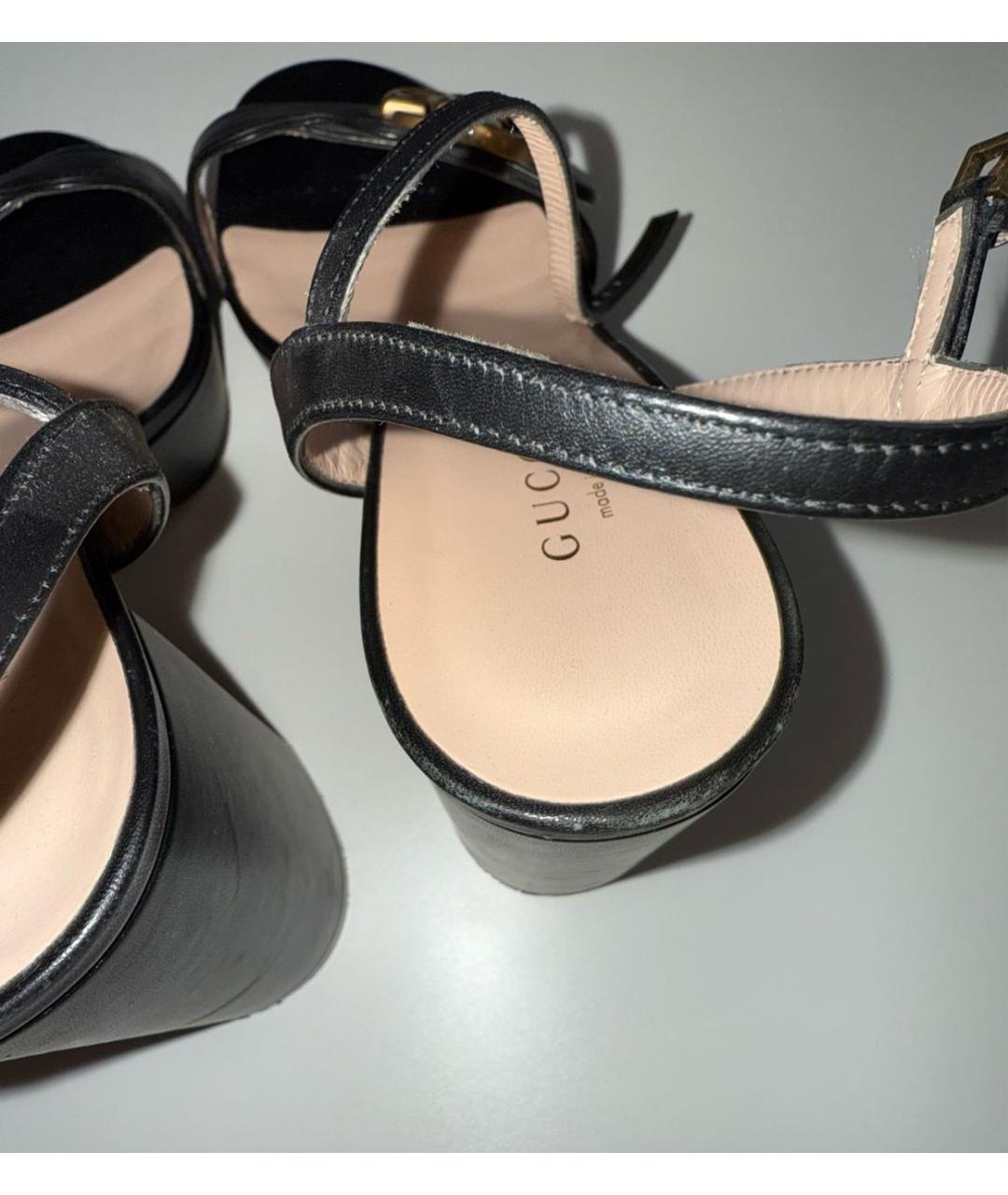 GUCCI Черные кожаные босоножки, фото 6