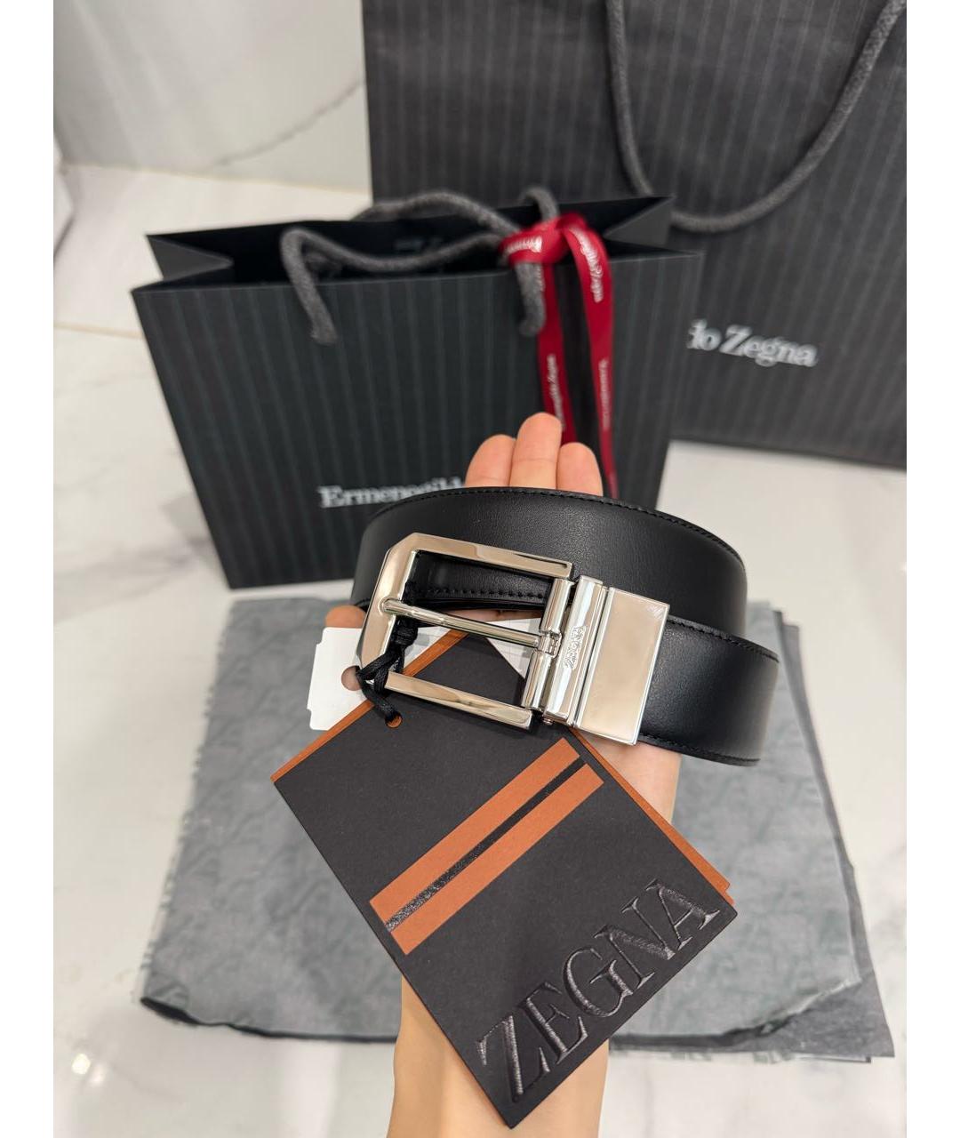 ZZEGNA Черный кожаный ремень, фото 3