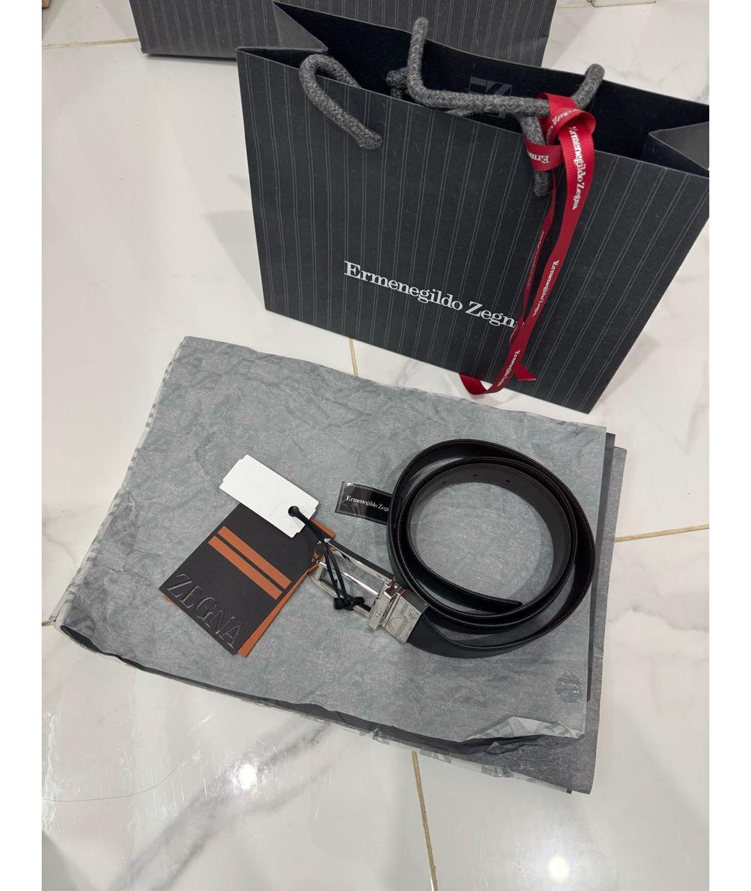 ZZEGNA Черный кожаный ремень, фото 5