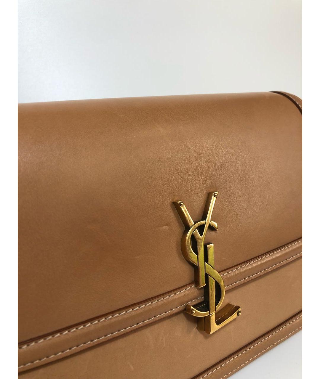 SAINT LAURENT Коричневая кожаная сумка через плечо, фото 5