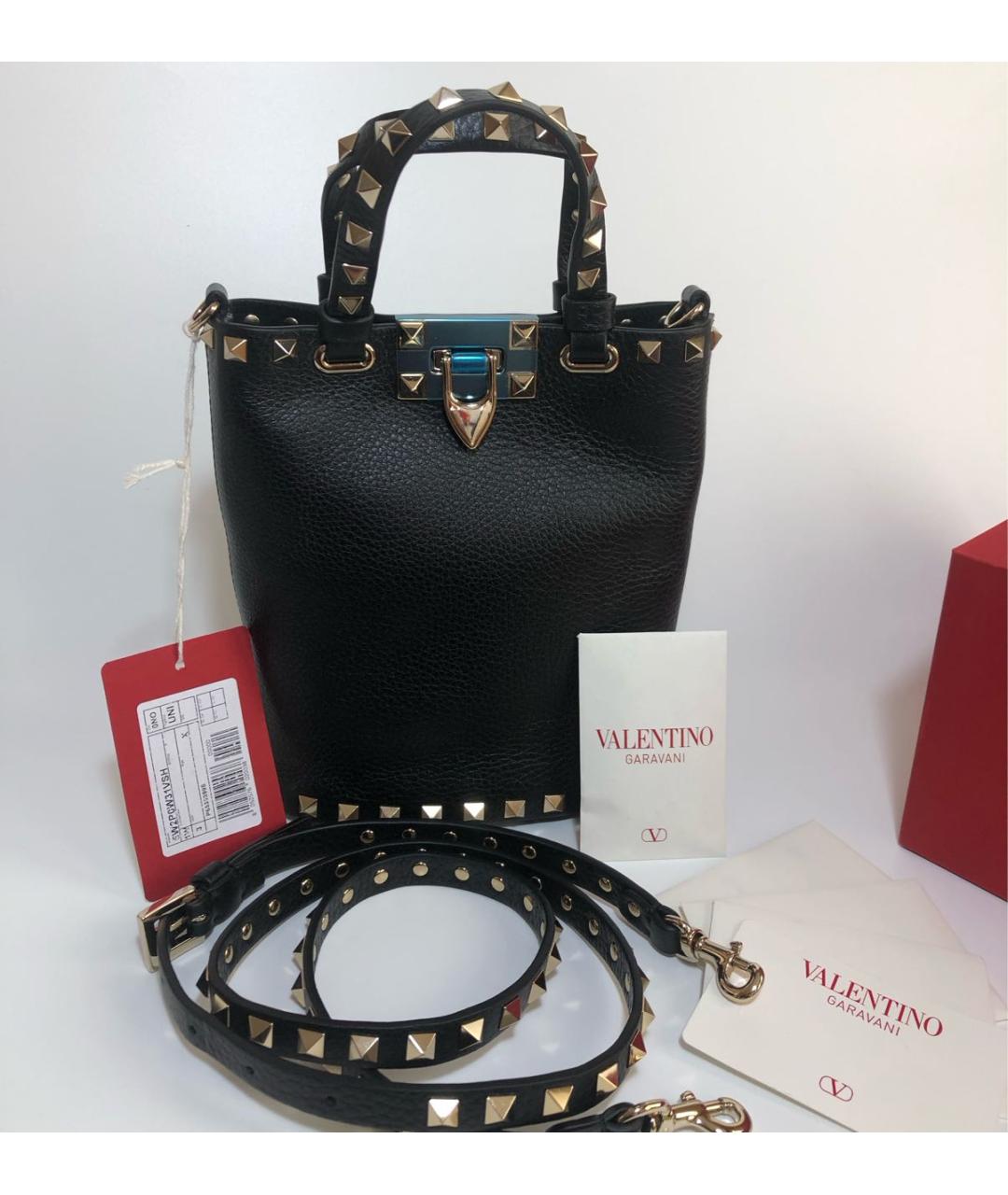 VALENTINO Черная кожаная сумка через плечо, фото 5