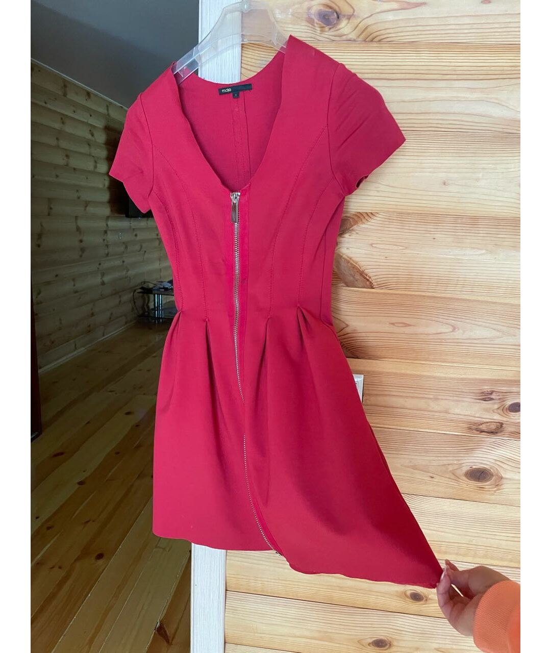 MAJE Красное вискозное повседневное платье, фото 4