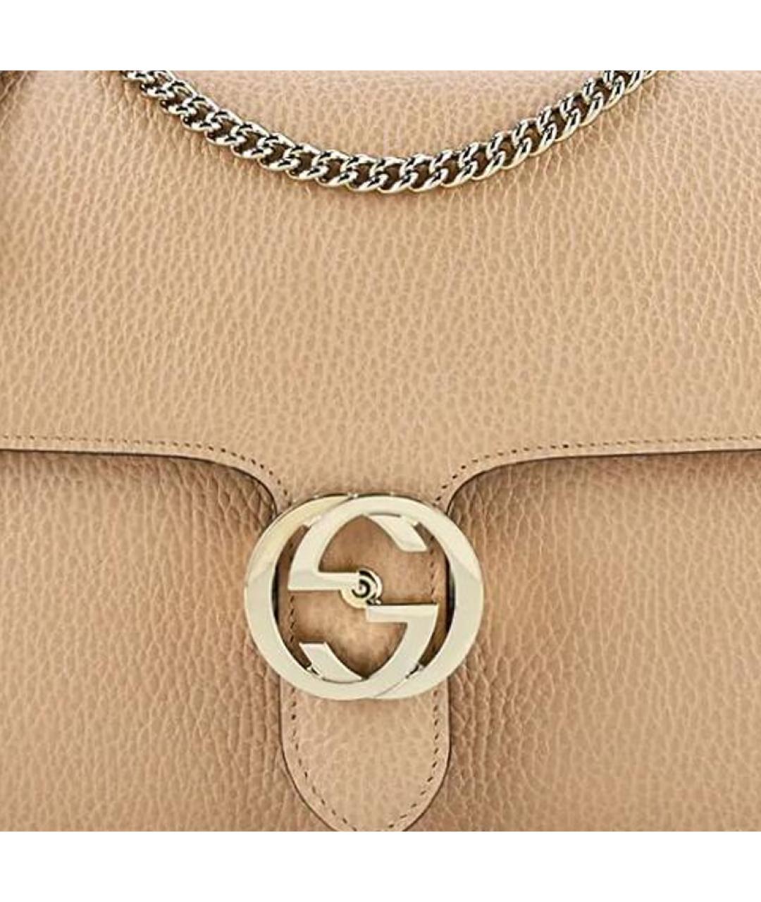 GUCCI Бежевая кожаная сумка через плечо, фото 3
