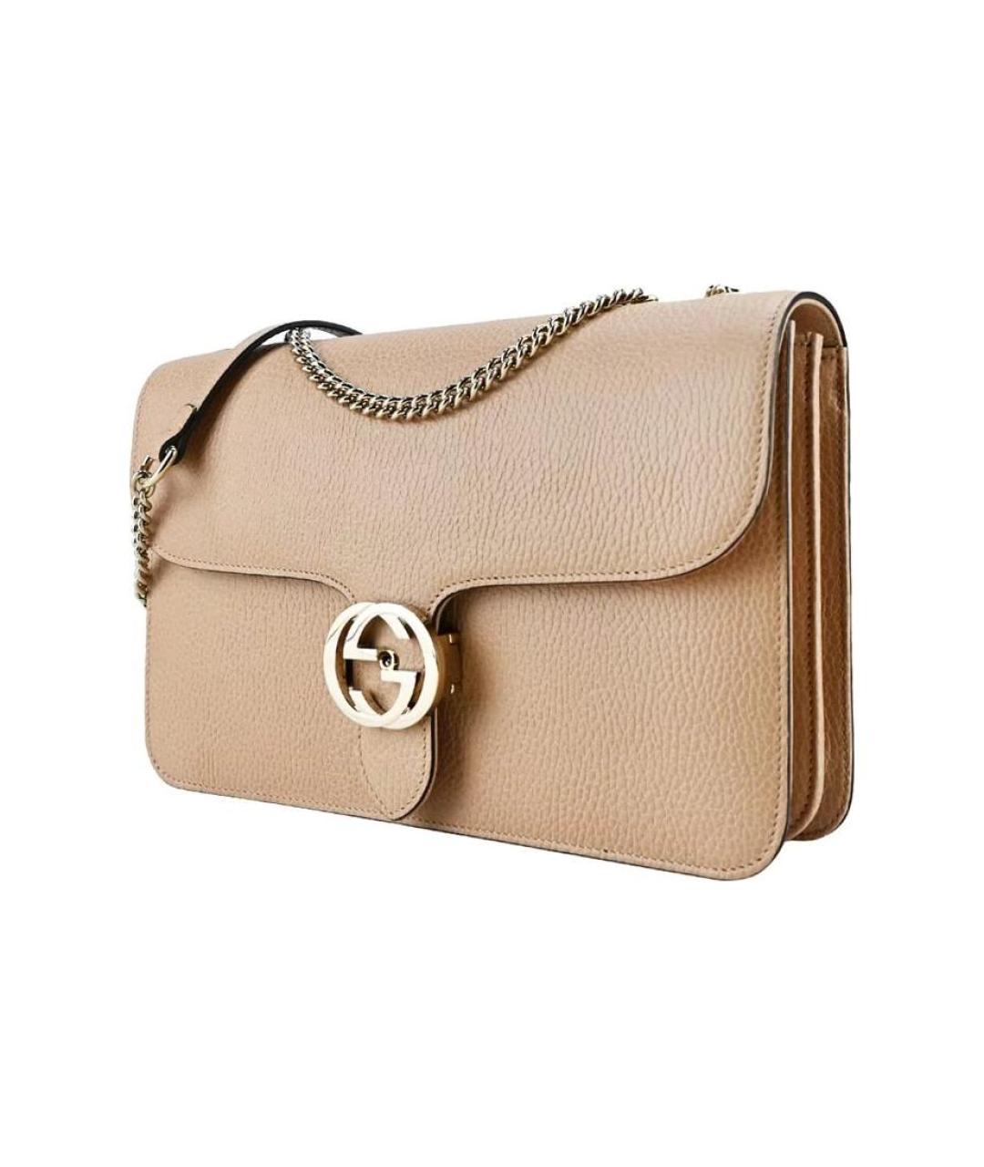 GUCCI Бежевая кожаная сумка через плечо, фото 2