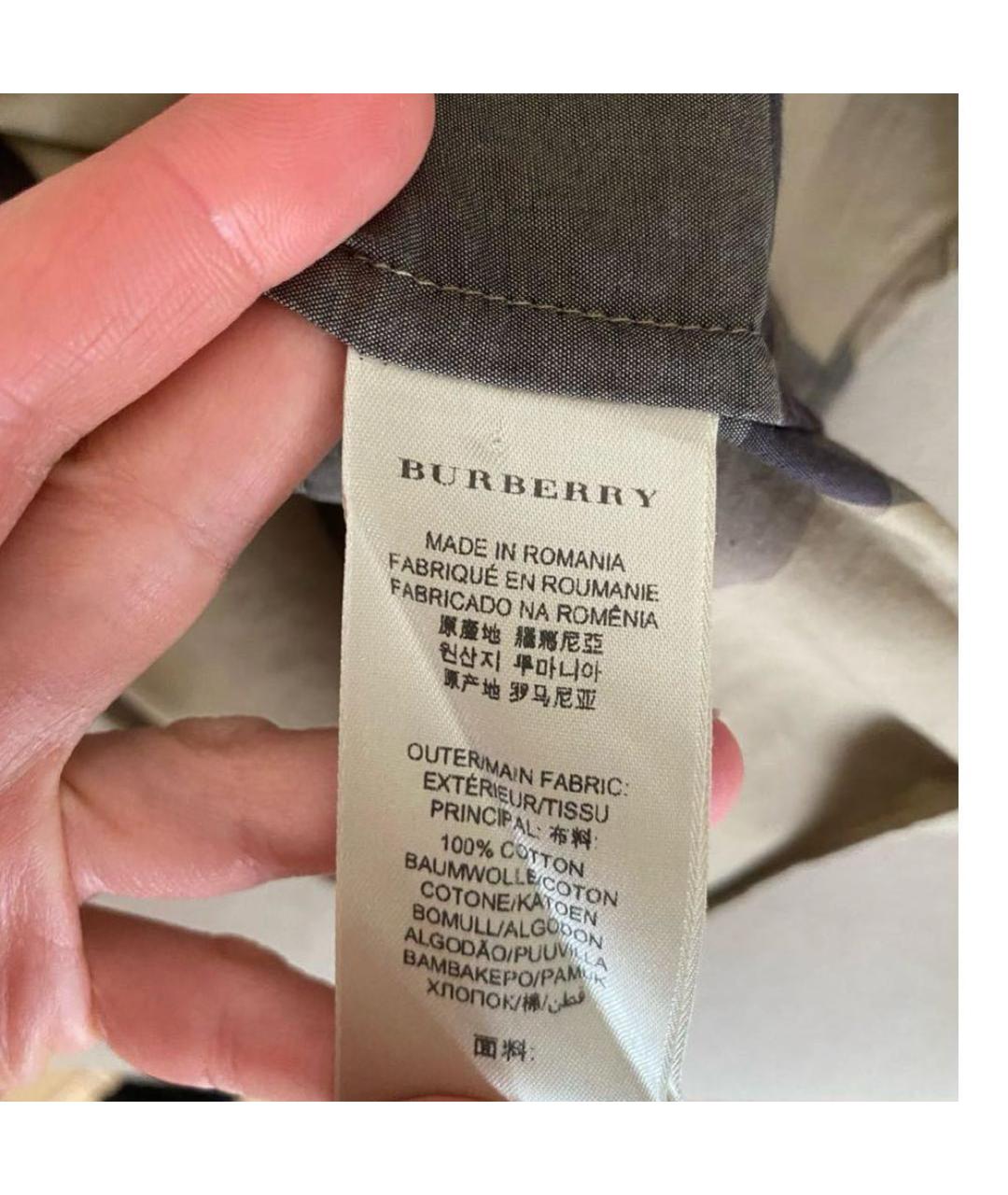 BURBERRY Бежевая хлопковая рубашка, фото 6