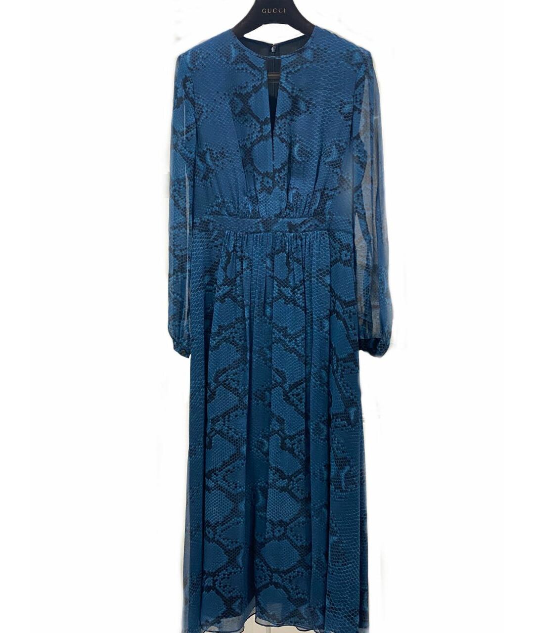 BURBERRY Синее шелковое повседневное платье, фото 1
