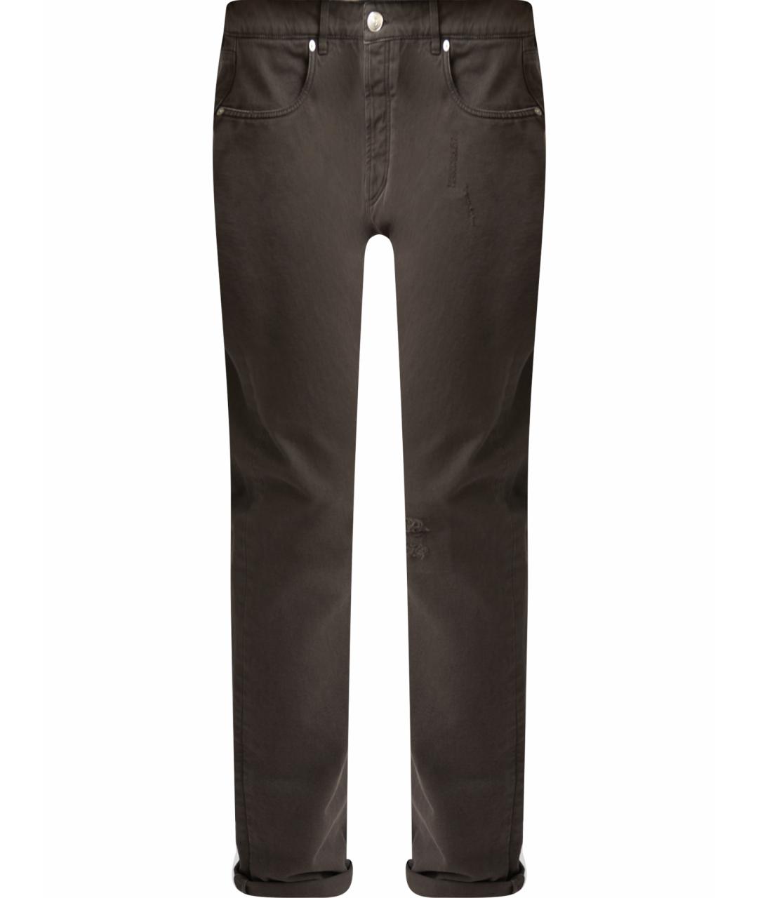BRUNELLO CUCINELLI Коричневые хлопковые прямые джинсы, фото 1