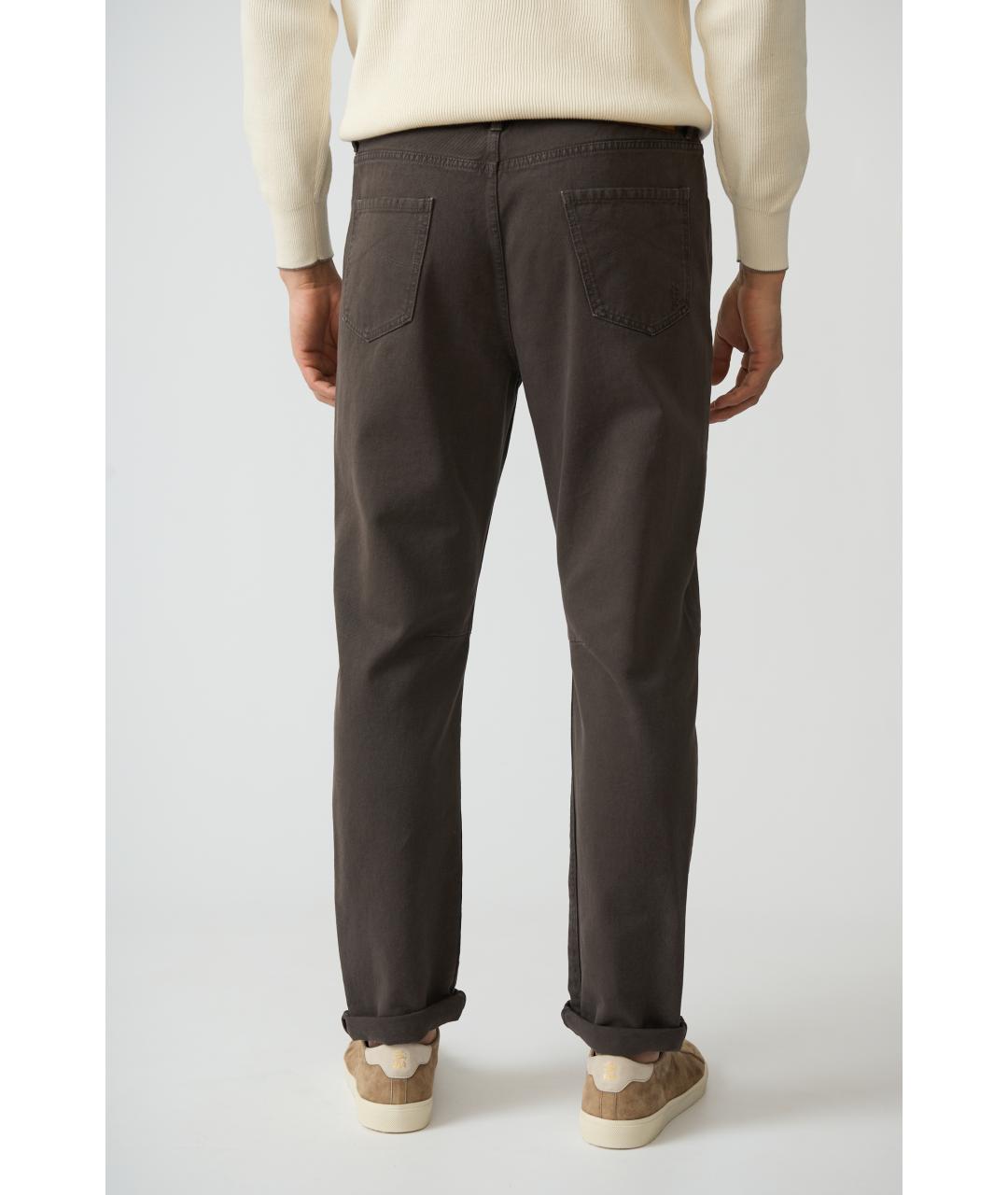 BRUNELLO CUCINELLI Коричневые хлопковые прямые джинсы, фото 4