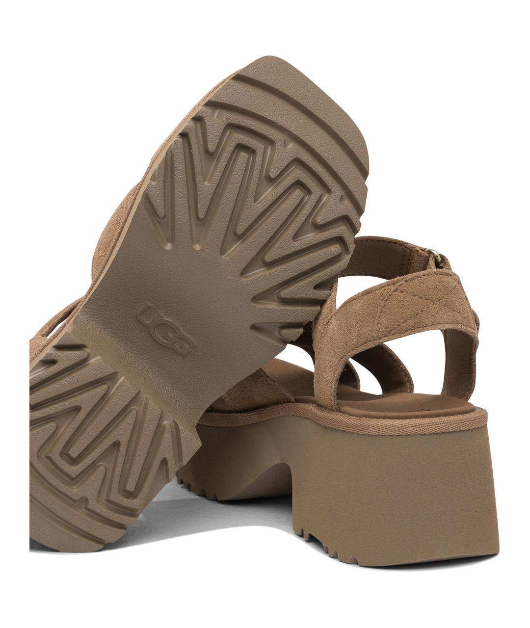UGG AUSTRALIA Бежевые кожаные сандалии, фото 5