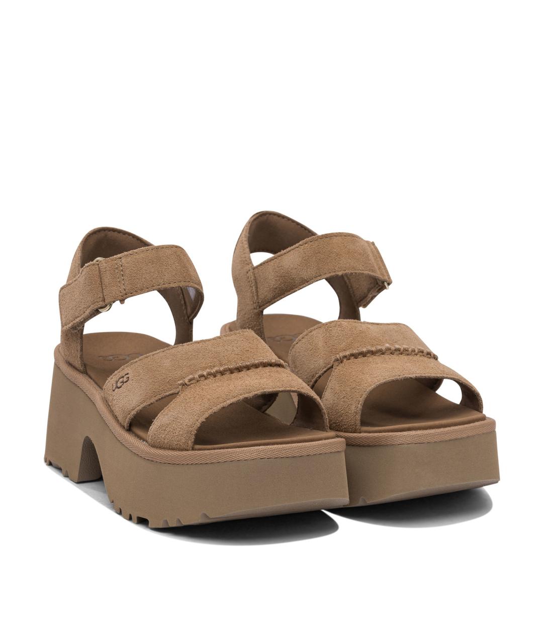 UGG AUSTRALIA Бежевые кожаные сандалии, фото 2