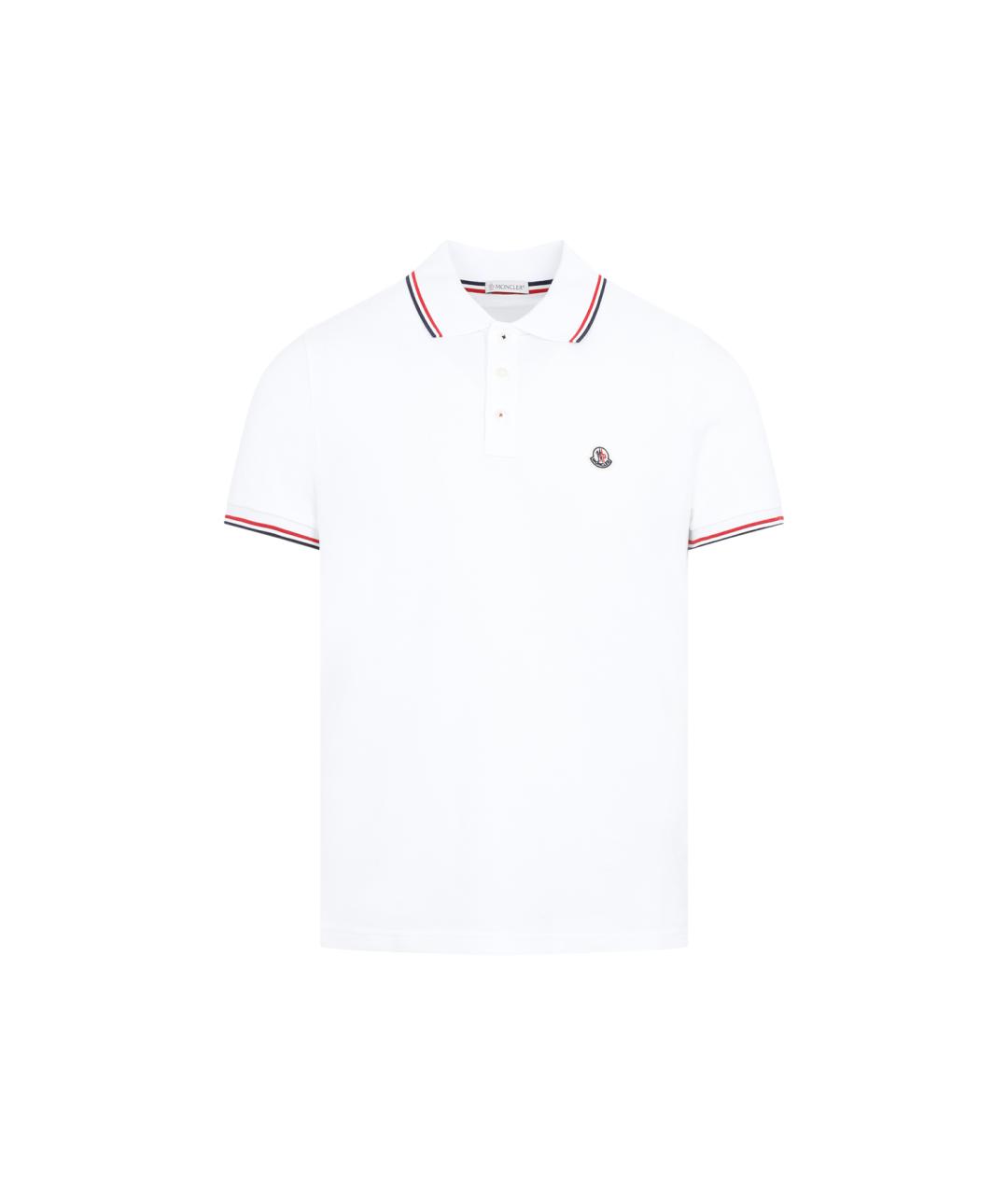 MONCLER Белое хлопковое поло с коротким рукавом, фото 1