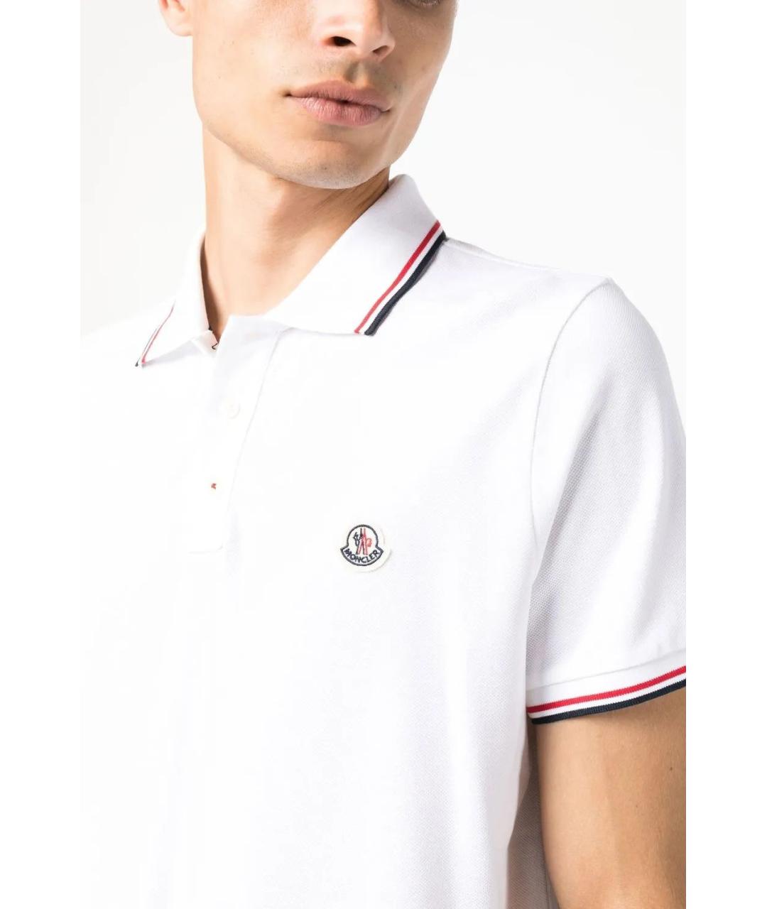 MONCLER Белое хлопковое поло с коротким рукавом, фото 5