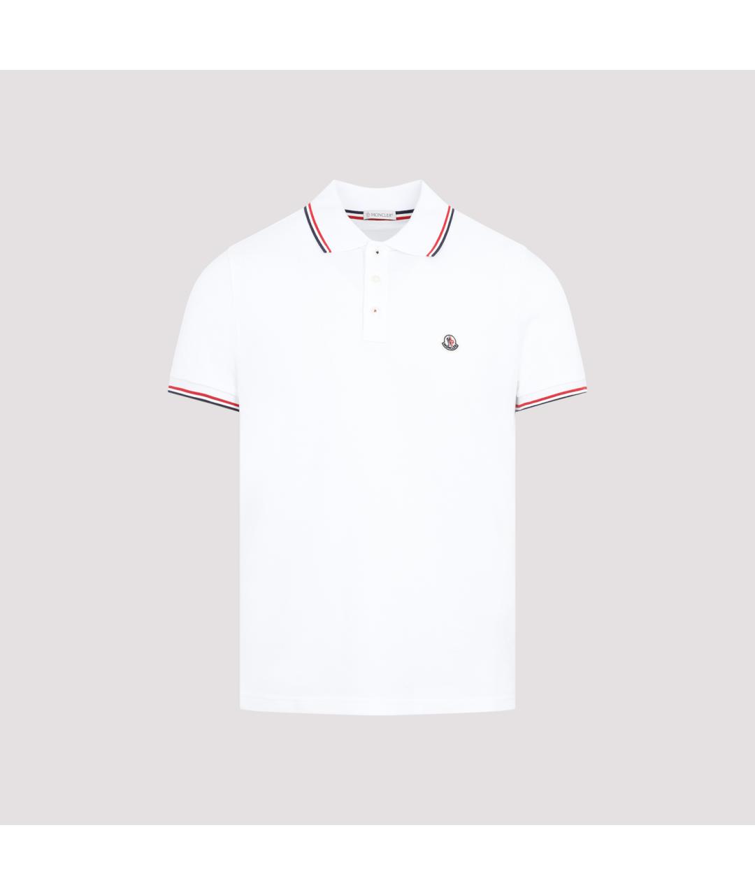 MONCLER Белое хлопковое поло с коротким рукавом, фото 2