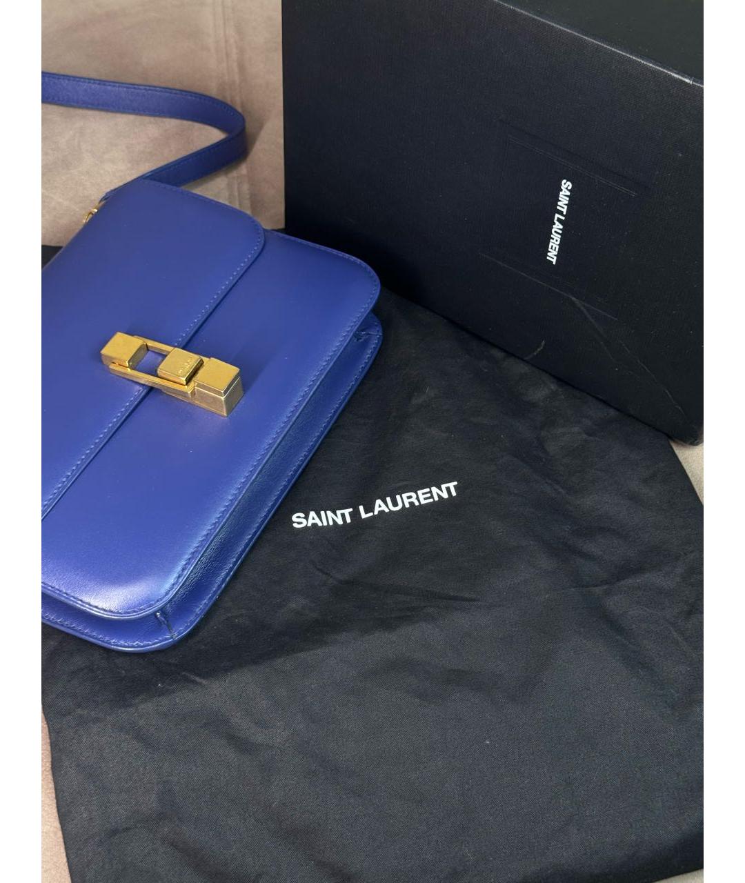SAINT LAURENT Синяя кожаная сумка через плечо, фото 2