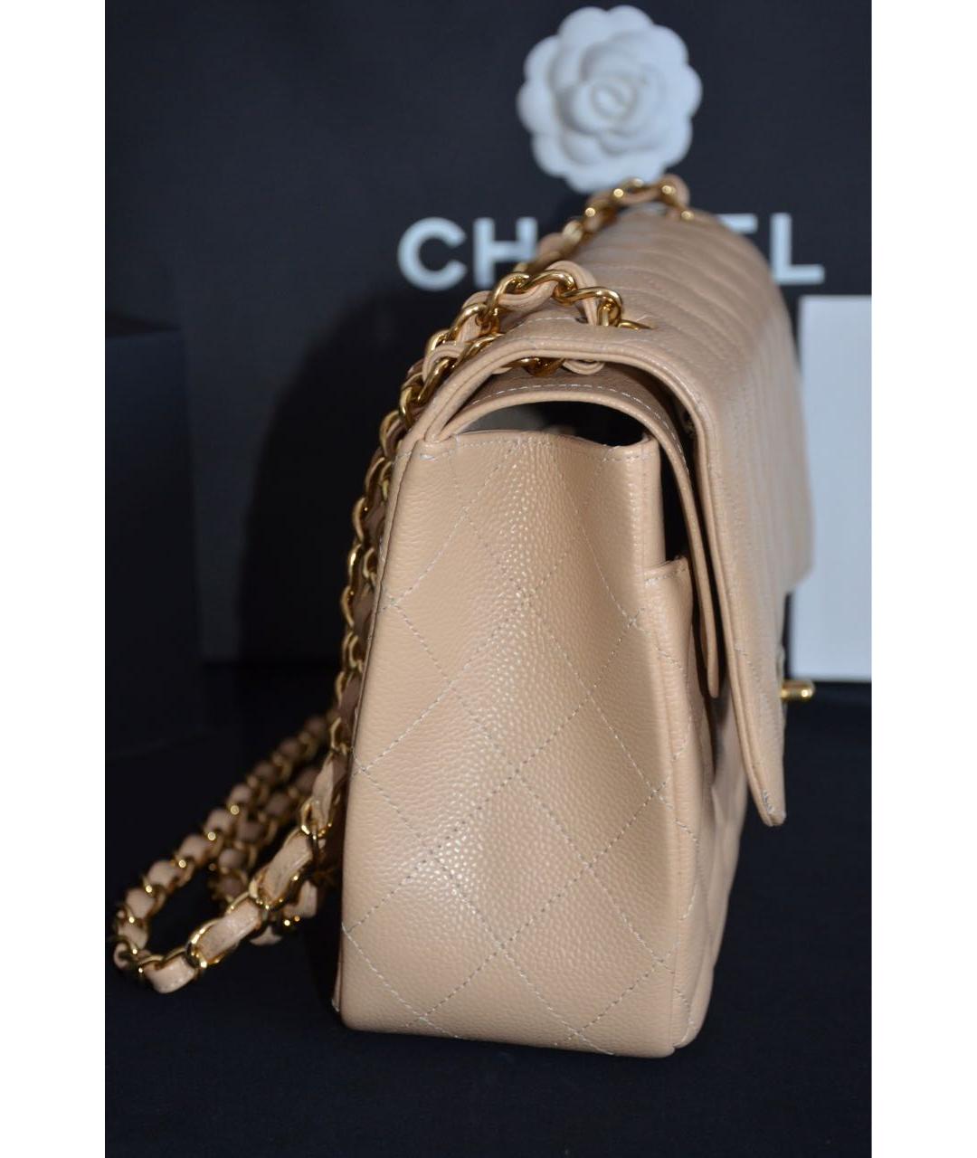 CHANEL Бежевая кожаная сумка через плечо, фото 5