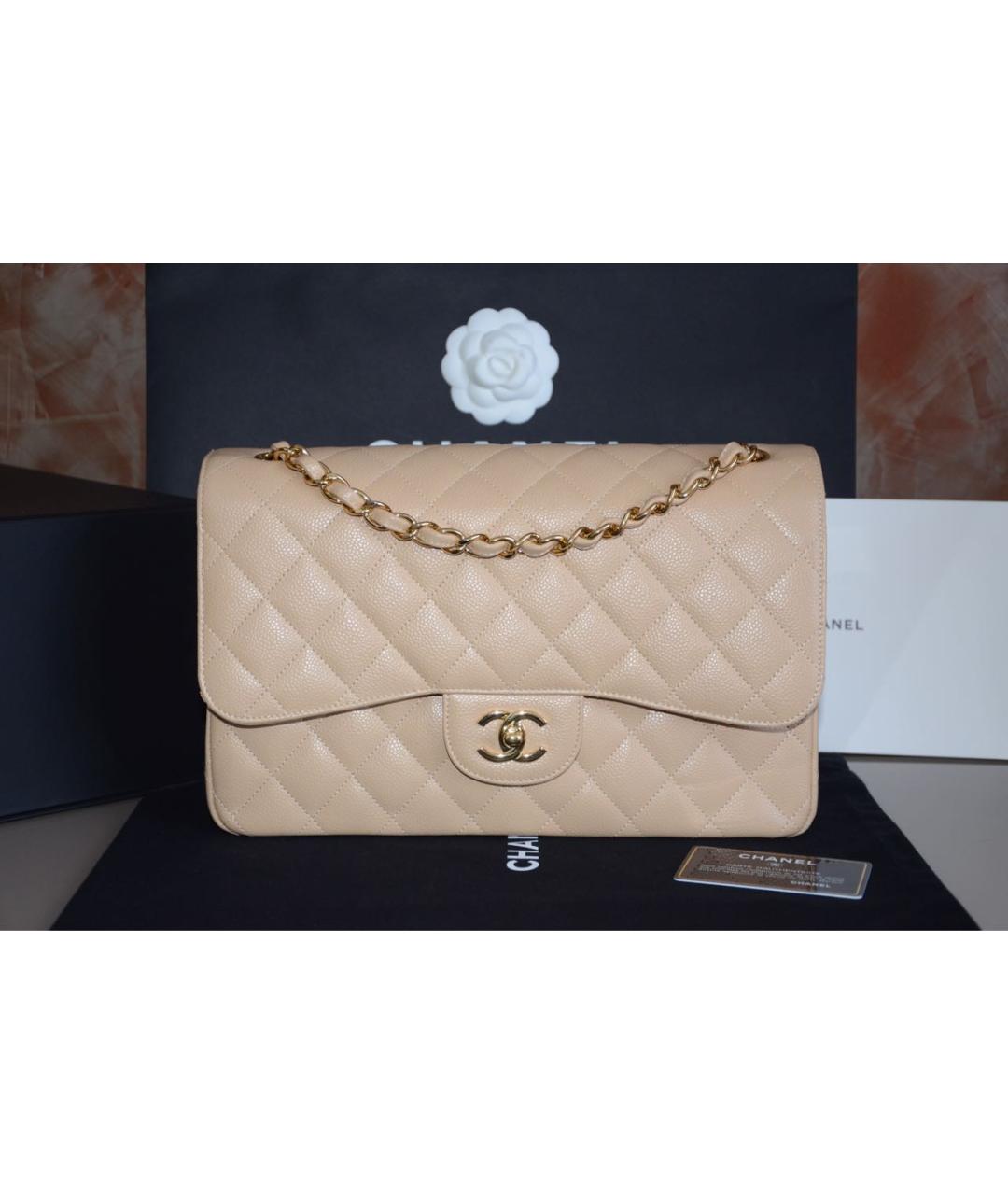 CHANEL Бежевая кожаная сумка через плечо, фото 2