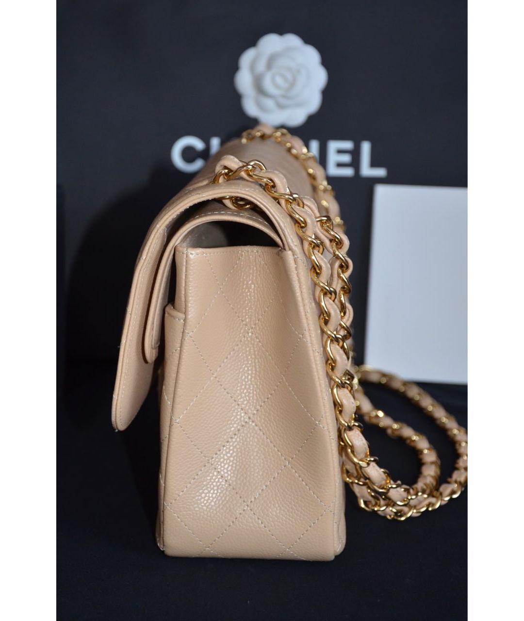 CHANEL Бежевая кожаная сумка через плечо, фото 4