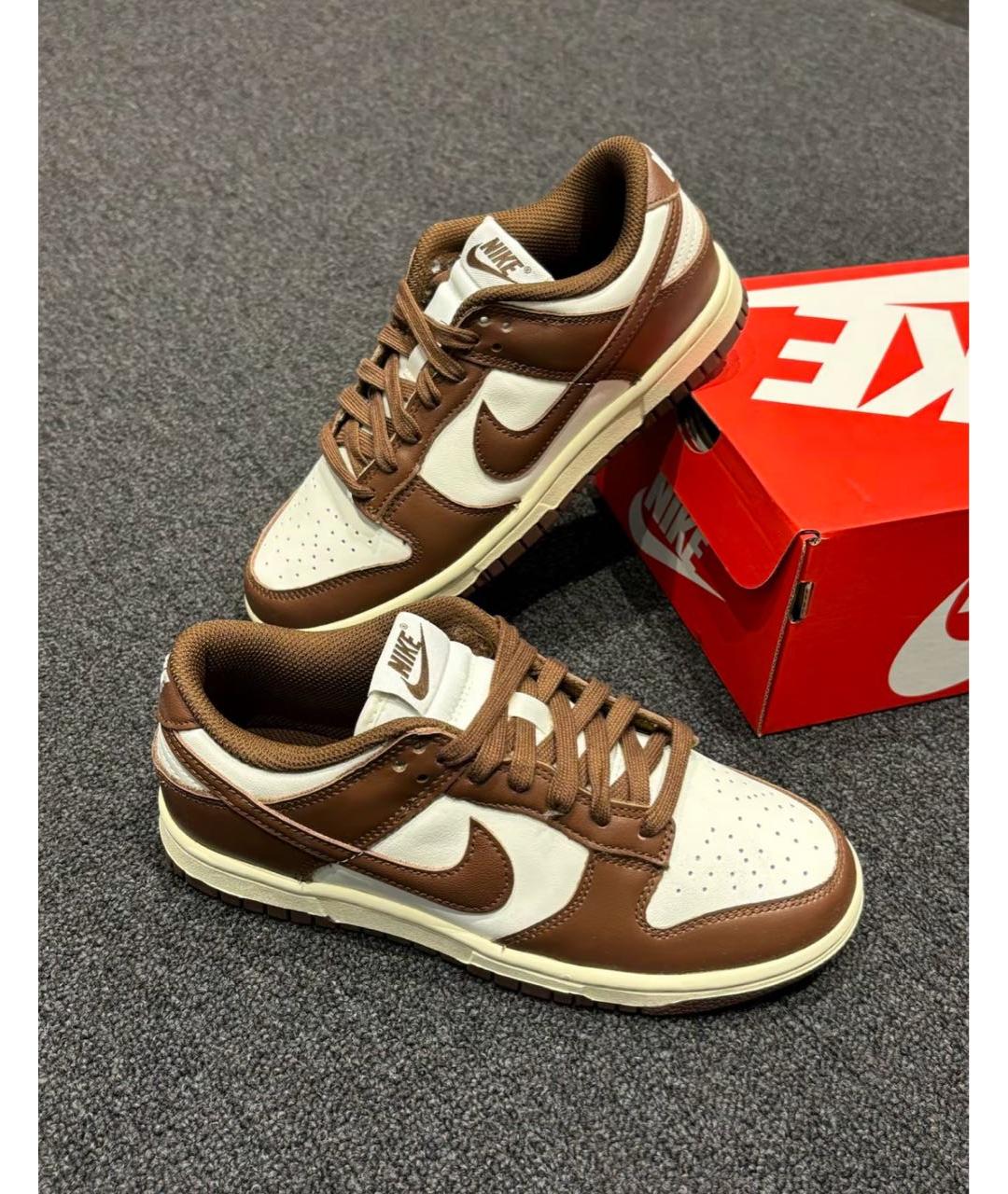 NIKE Коричневые кожаные низкие кроссовки / кеды, фото 6