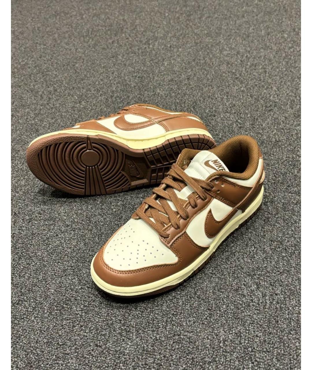 NIKE Коричневые кожаные низкие кроссовки / кеды, фото 5