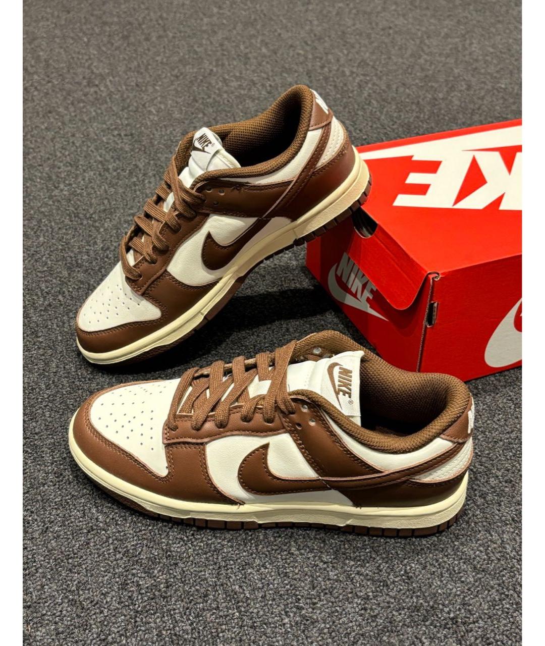 NIKE Коричневые кожаные низкие кроссовки / кеды, фото 7