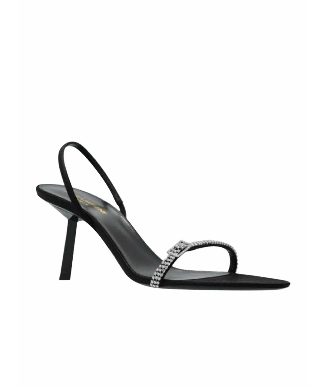 SAINT LAURENT Черные кожаные босоножки, фото 1