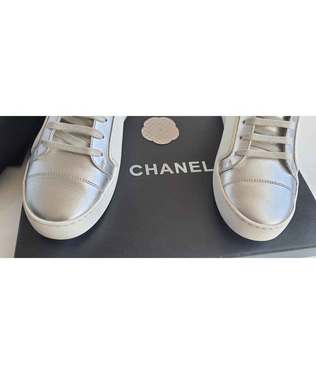 CHANEL Белые кожаные кроссовки, фото 8