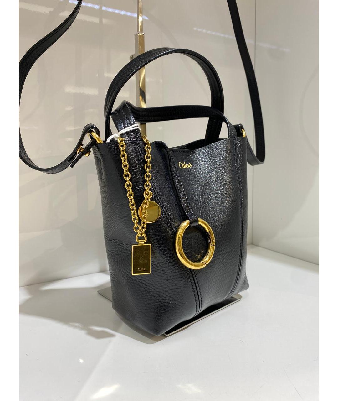 CHLOE Черная кожаная сумка тоут, фото 4