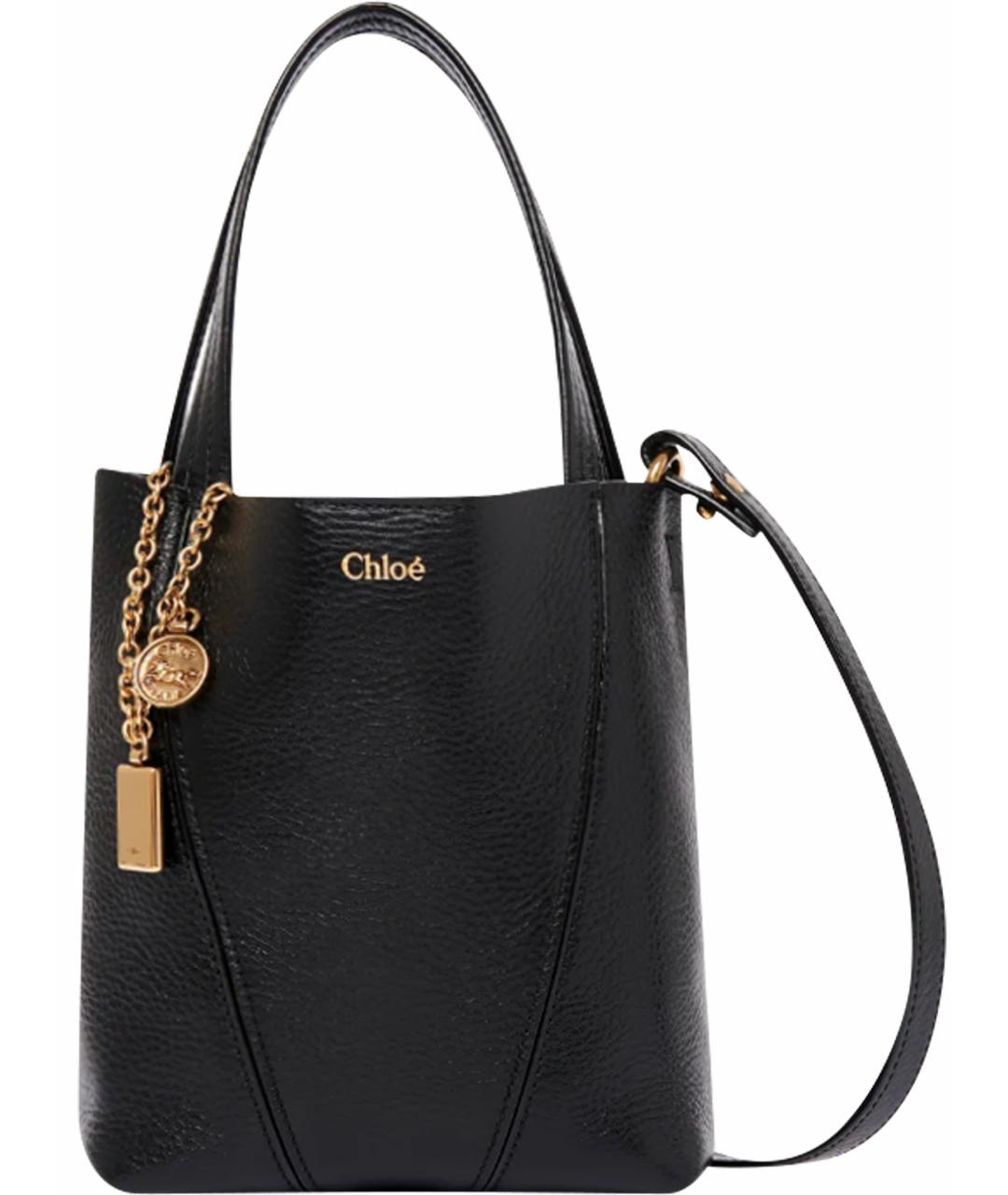 CHLOE Черная кожаная сумка тоут, фото 1