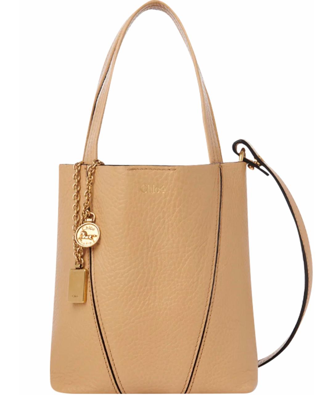 CHLOE Бежевая кожаная сумка тоут, фото 1