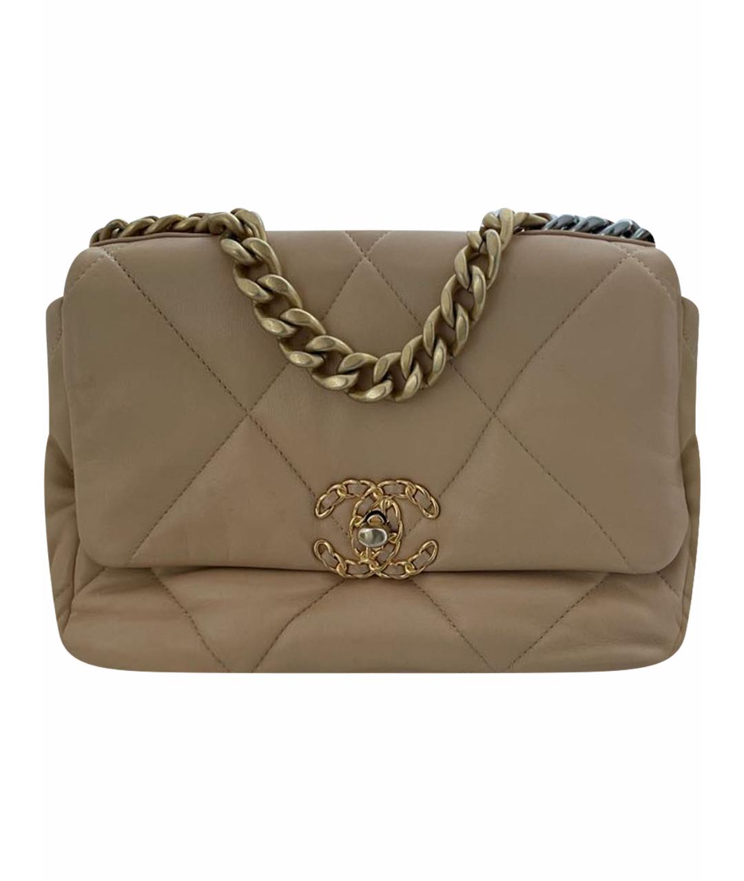 CHANEL Бежевая кожаная сумка через плечо, фото 1