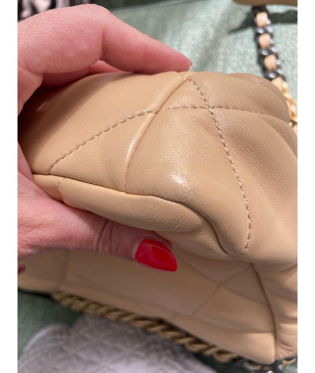CHANEL Бежевая кожаная сумка через плечо, фото 7