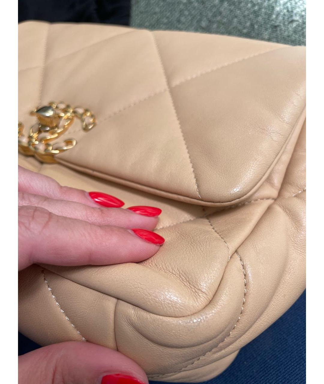 CHANEL Бежевая кожаная сумка через плечо, фото 8