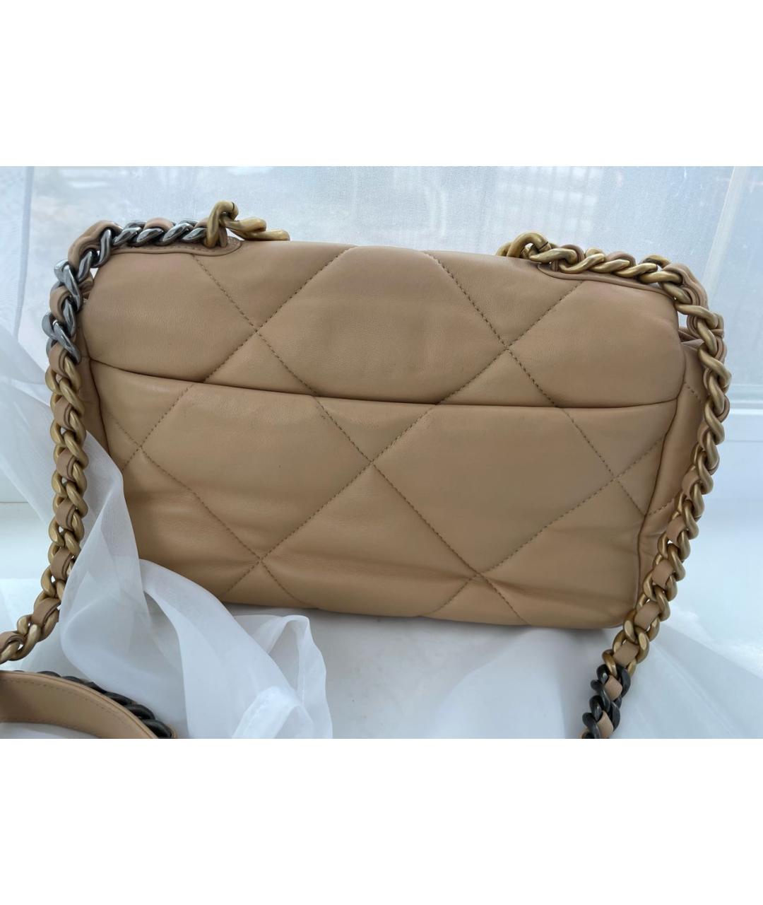 CHANEL Бежевая кожаная сумка через плечо, фото 3