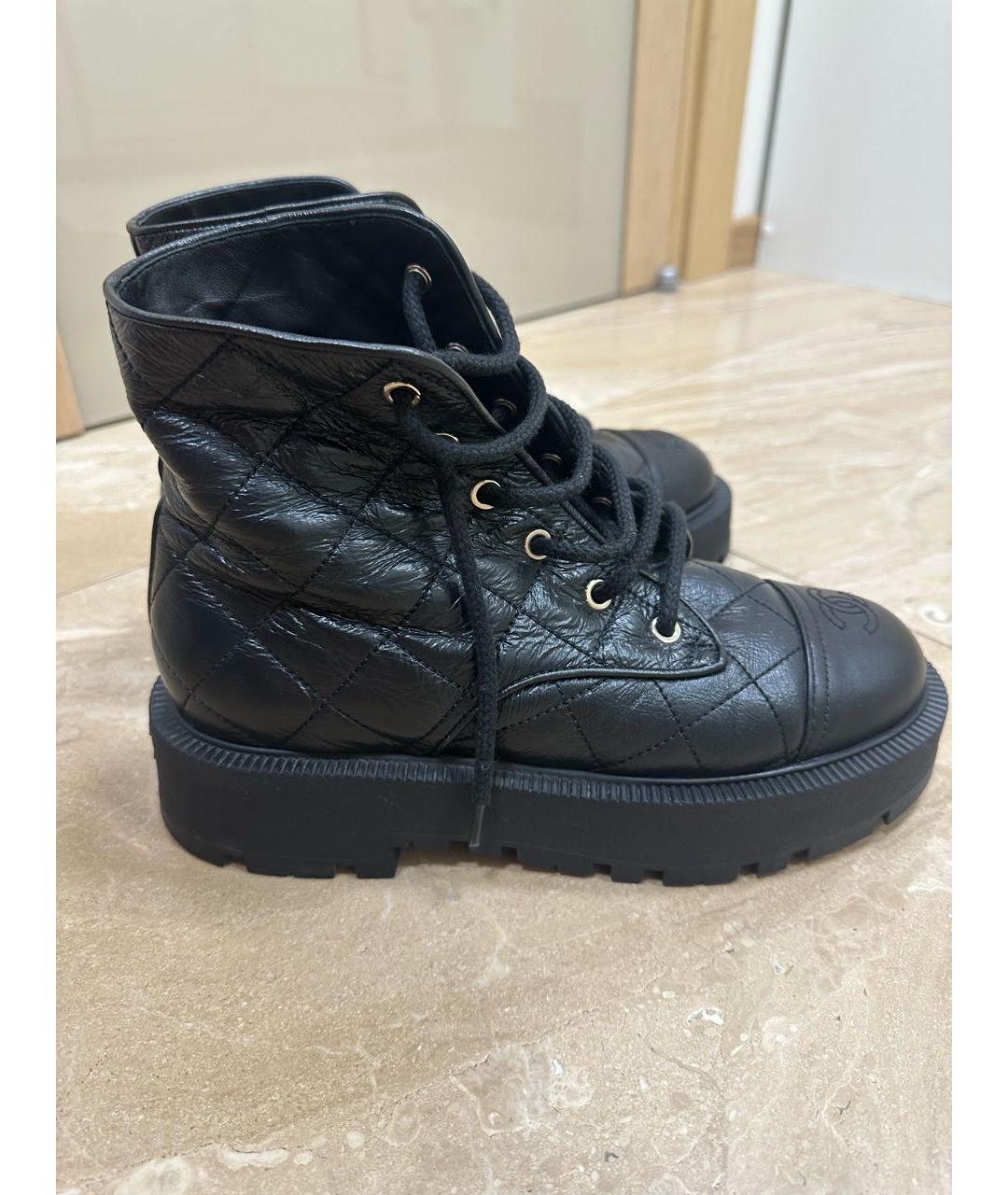 CHANEL Черные кожаные ботинки, фото 6